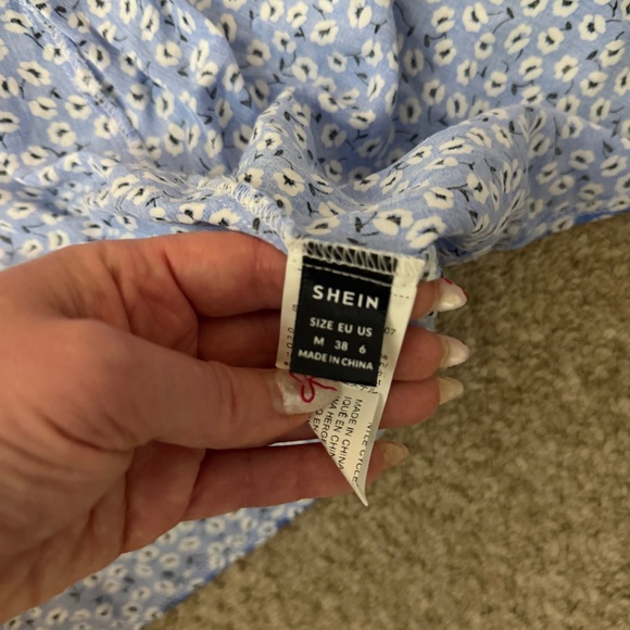 ✨4 for $15✨ Ditsy blue white Floral Split Thigh Skirt Midi Vacation Beach spring - Picture 6 of 6